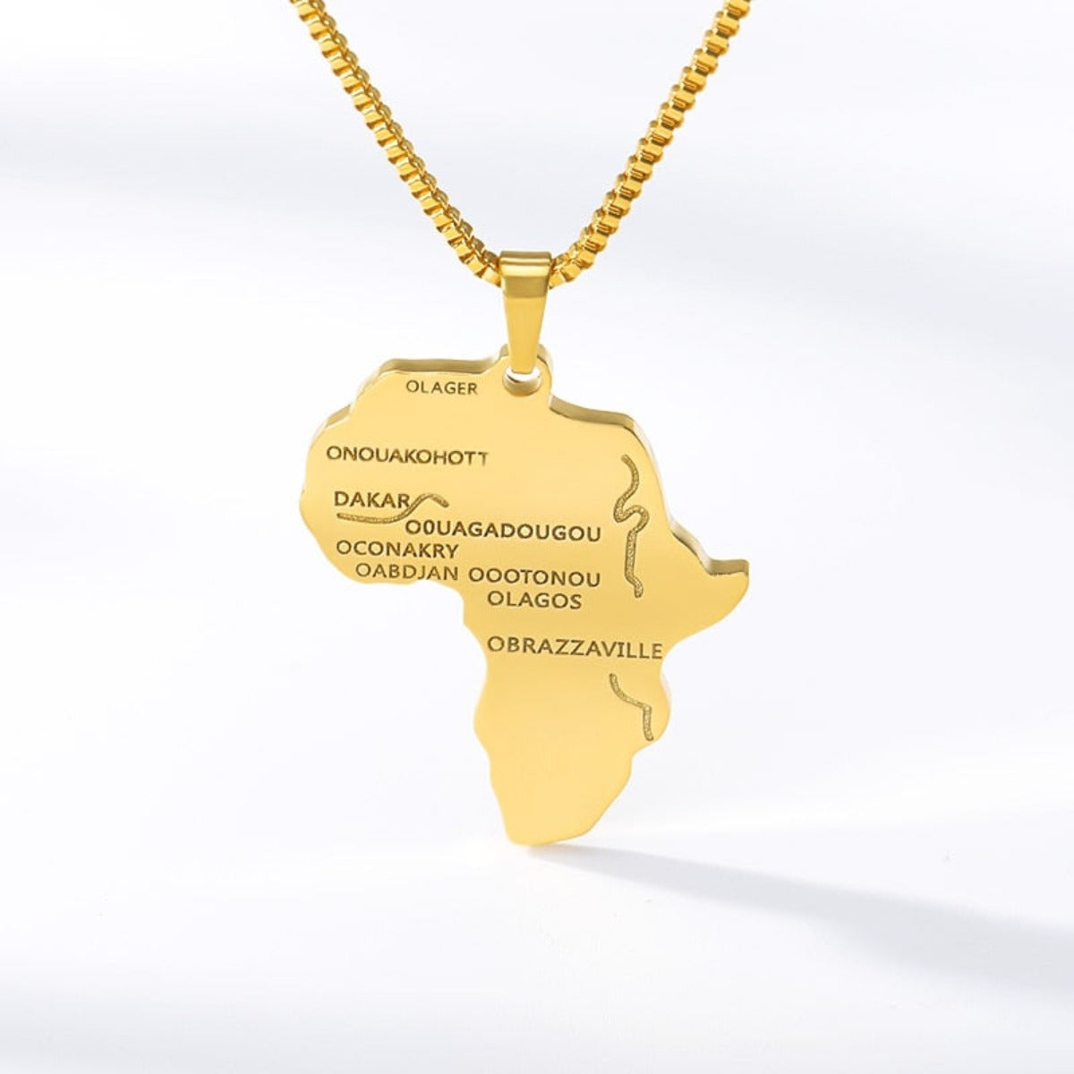 Women Men Stainless Steel Silver Color Hip-hop Style Africa Map Necklace