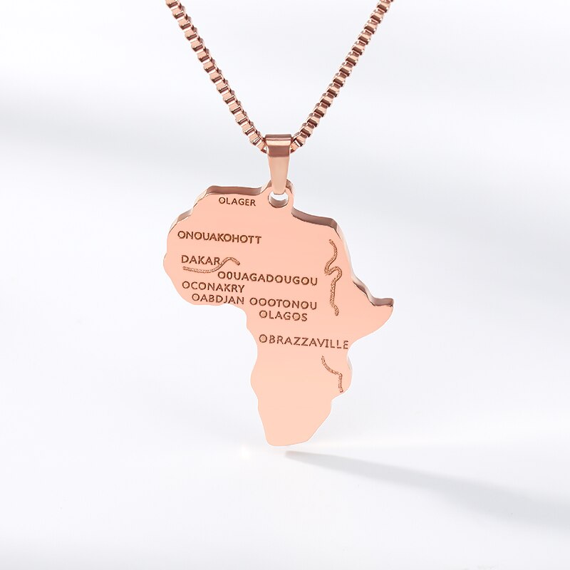 Women Men Stainless Steel Silver Color Hip-hop Style Africa Map Necklace