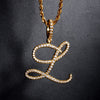 Cursive Letters Name Pendant & Iced Out Cubic Zircon Gold Silver Color Necklace - Afro Fashion Hive