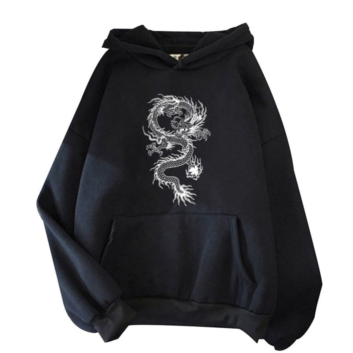 Women'S Aesthetic Illustration Dragon Printing Casual Hooded Sweater - Afro Fashion Hive