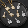 Cubic Zirconia Letters Pendant Iced Out Rock Candy Style Initial Charms Necklace - Afro Fashion Hive