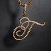 Cursive Letters Name Pendant & Iced Out Cubic Zircon Gold Silver Color Necklace - Afro Fashion Hive