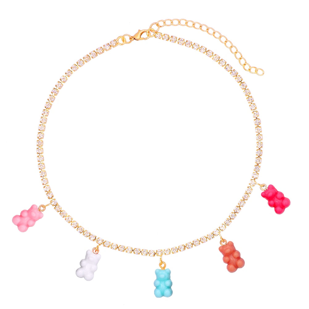 Multicolor Gummy Bear Luxury Crystal Butterfly Pendant Necklace For Women - Afro Fashion Hive