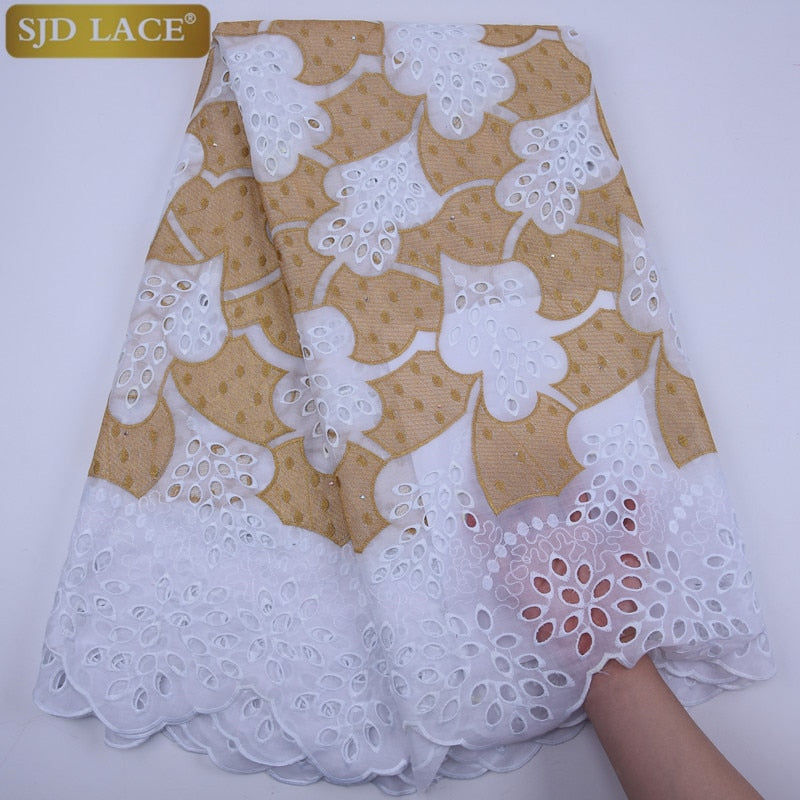 Swiss Voile Lace In Switzerland With Stones Eyelet Holes Nigerian African Lace Fabric