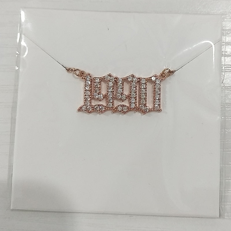 Zircon Birth Year Crystal Letter Pendant Necklace For Women - Afro Fashion Hive