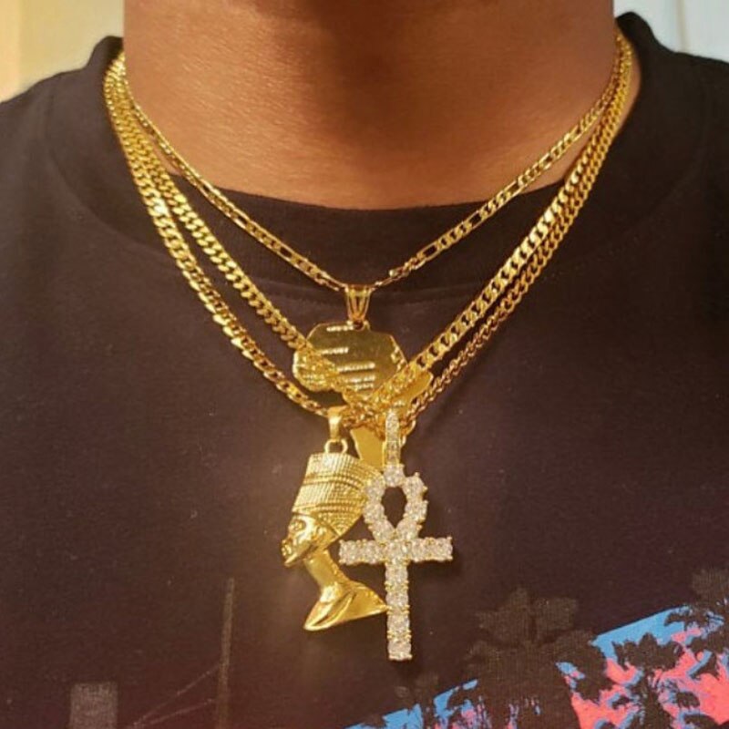 African Shiny Ankh Cross Necklace Chain Choker For Women Men - Afro Fashion Hive