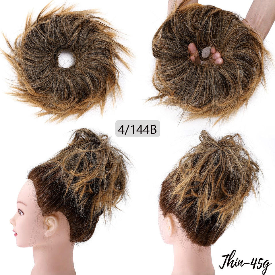 Synthetic Fluffy Chignon Tousled Messy Bun Hair Elastic Band For Women - Afro Fashion Hive