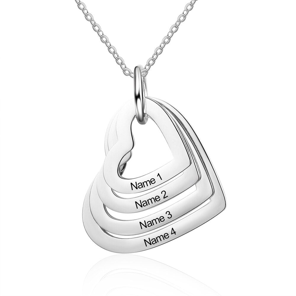 Stainless Steel Heart Engraved Personalized Family Pendants Necklace - Afro Fashion Hive