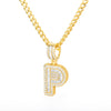 Cubic Zirconia Letters Pendant Iced Out Rock Candy Style Initial Charms Necklace - Afro Fashion Hive