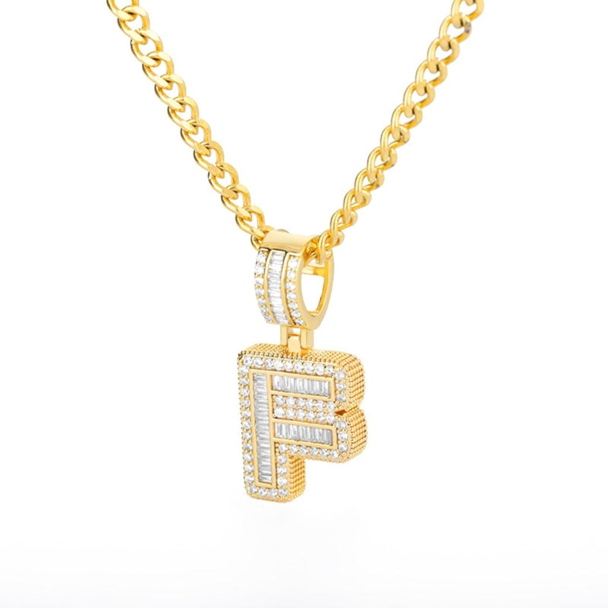 Cubic Zirconia Letters Pendant Iced Out Rock Candy Style Initial Charms Necklace - Afro Fashion Hive