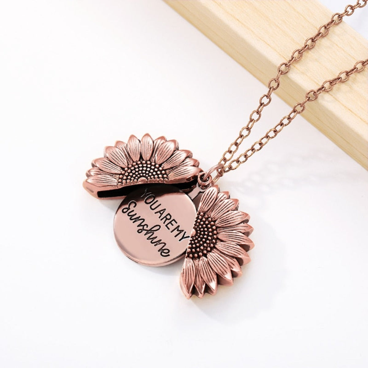 You Are My Sunshine Open Locket Sunflower Pendant Necklace - Afro Fashion Hive