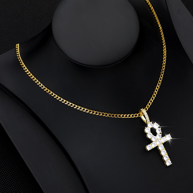 African Shiny Ankh Cross Necklace Chain Choker For Women Men - Afro Fashion Hive