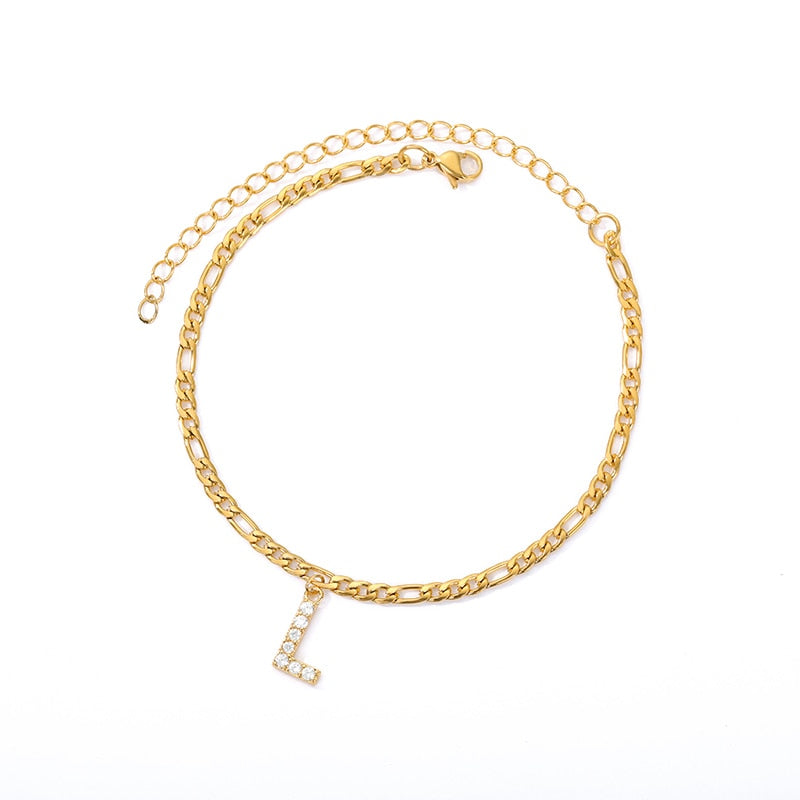 Stainless Steel Gold Color Tiny A-Z Initial Letter Anklets For Women - Afro Fashion Hive