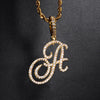 Cursive Letters Name Pendant & Iced Out Cubic Zircon Gold Silver Color Necklace - Afro Fashion Hive