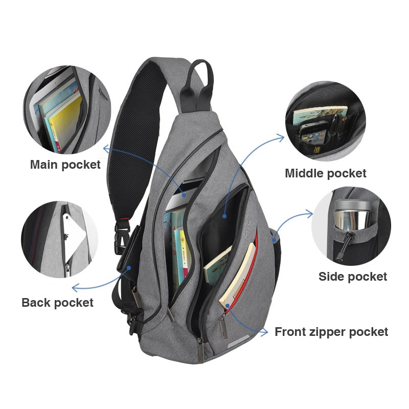 Men's One Shoulder Sling Bag Cycling Sports Travel Versatile Crossbody Backpack - Afro Fashion Hive