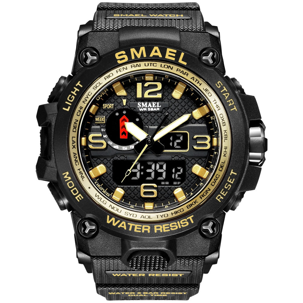 Men 50M Waterproof Clock Alarm Dual Display Quartz Wristwatch - Afro Fashion Hive