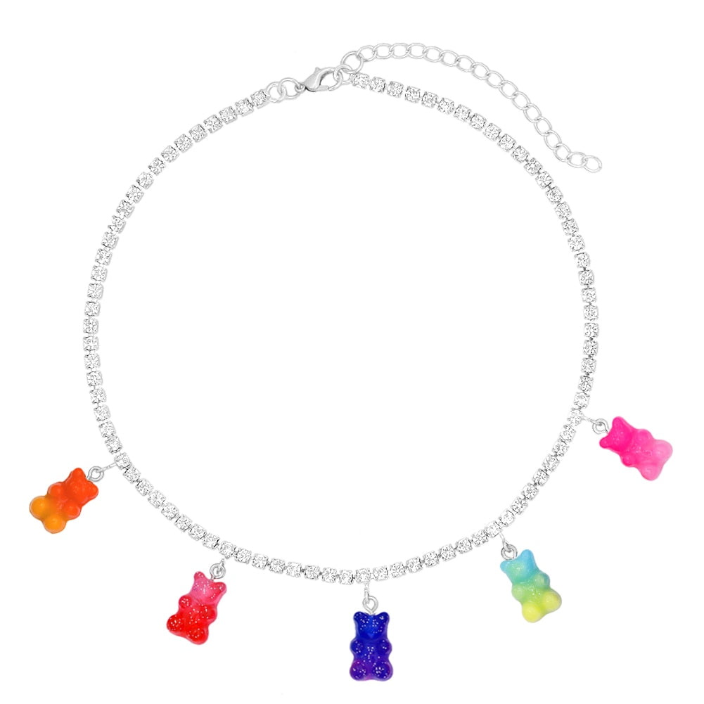 Multicolor Gummy Bear Luxury Crystal Butterfly Pendant Necklace For Women - Afro Fashion Hive