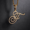 Cursive Letters Name Pendant & Iced Out Cubic Zircon Gold Silver Color Necklace - Afro Fashion Hive