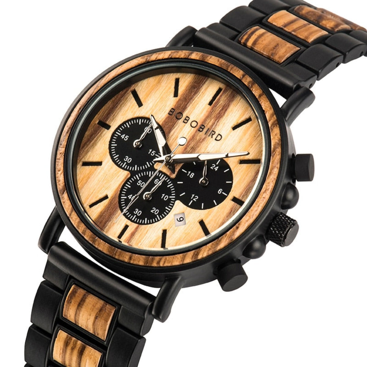 Men'S Wooden Luxury Stylish Chronograph Waterproof Military Watch - Afro Fashion Hive