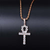 Micro Pave + Cubic Zirconia Egyptian Style Ankh Cross Pendant Necklace - Afro Fashion Hive