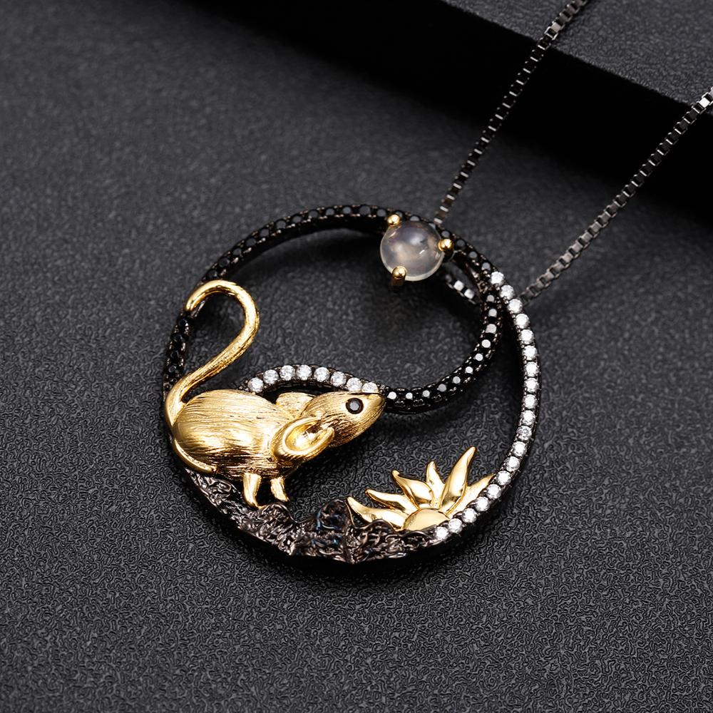 African Natural Chinese Zodiac Rat Pendant Necklace - Afro Fashion Hive