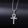 Micro Pave + Cubic Zirconia Egyptian Style Ankh Cross Pendant Necklace - Afro Fashion Hive
