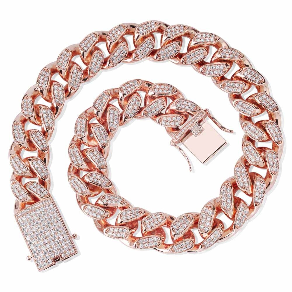 Men's 20Mm Heavy Iced Out Zircon Miami Cuban Link Choker Bling Necklace - Afro Fashion Hive