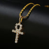 Micro Pave + Cubic Zirconia Egyptian Style Ankh Cross Pendant Necklace - Afro Fashion Hive