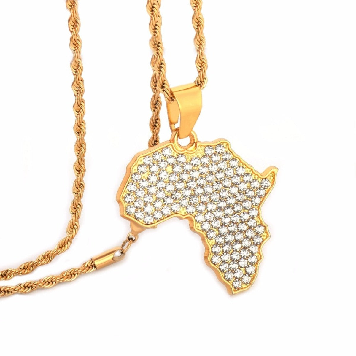 Women Men Bling Rhinestone Crystal Gold Color Hip Hop Chain Necklace