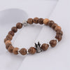 Men Women Natural Wood Onyx Meditation Prayer Bead Bracelet - Afro Fashion Hive