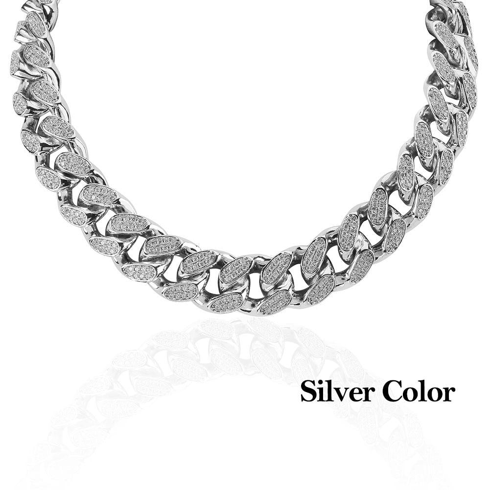 Men's 20Mm Heavy Iced Out Zircon Miami Cuban Link Choker Bling Necklace - Afro Fashion Hive