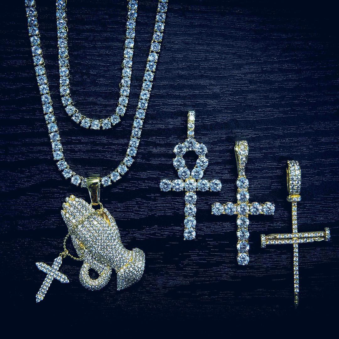 Micro Pave + Cubic Zirconia Egyptian Style Ankh Cross Pendant Necklace - Afro Fashion Hive