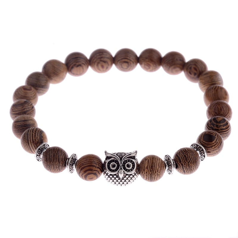 Men Women Natural Wood Onyx Meditation Prayer Bead Bracelet - Afro Fashion Hive