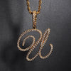 Cursive Letters Name Pendant & Iced Out Cubic Zircon Gold Silver Color Necklace - Afro Fashion Hive