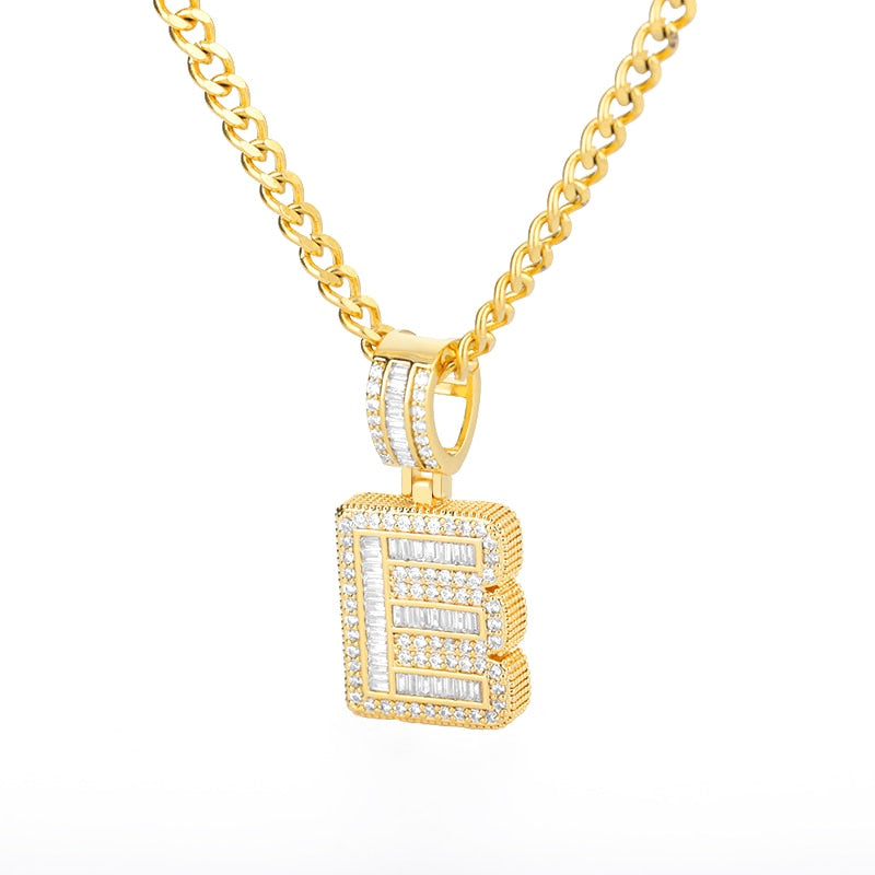 Cubic Zirconia Letters Pendant Iced Out Rock Candy Style Initial Charms Necklace - Afro Fashion Hive