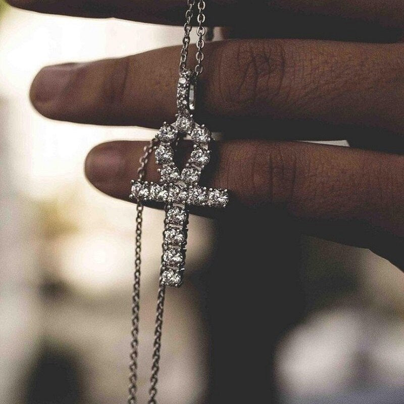 African Shiny Ankh Cross Necklace Chain Choker For Women Men - Afro Fashion Hive