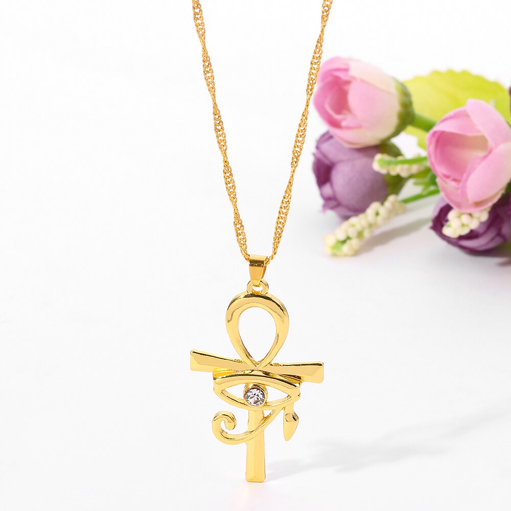 Women Men Egyptian Ankh Cross Amulet Eye Pendant Necklace