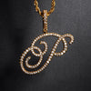 Cursive Letters Name Pendant & Iced Out Cubic Zircon Gold Silver Color Necklace - Afro Fashion Hive