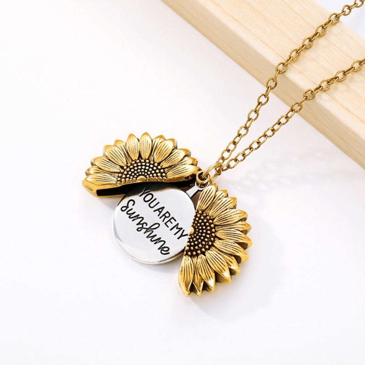 You Are My Sunshine Open Locket Sunflower Pendant Necklace - Afro Fashion Hive