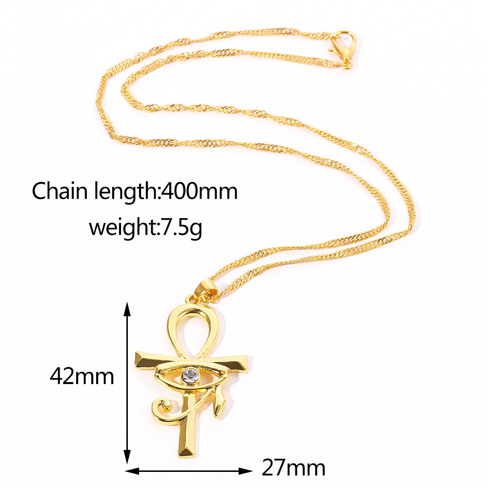 Women Men Egyptian Ankh Cross Amulet Eye Pendant Necklace