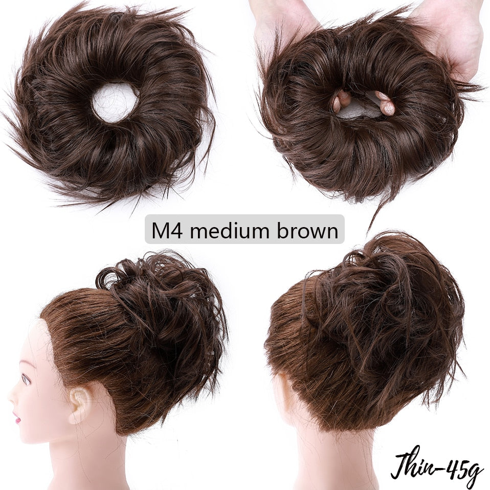 Synthetic Fluffy Chignon Tousled Messy Bun Hair Elastic Band For Women - Afro Fashion Hive