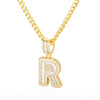 Cubic Zirconia Letters Pendant Iced Out Rock Candy Style Initial Charms Necklace - Afro Fashion Hive