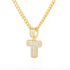 Cubic Zirconia Letters Pendant Iced Out Rock Candy Style Initial Charms Necklace - Afro Fashion Hive