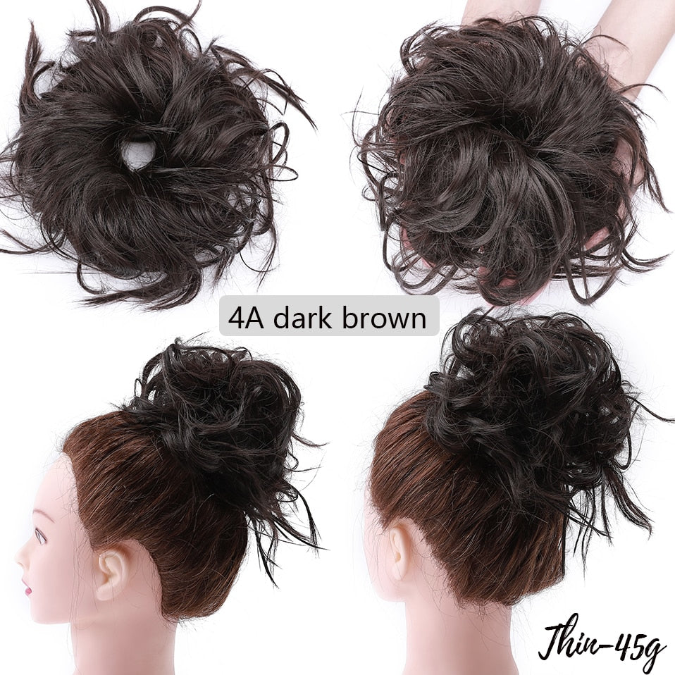 Synthetic Fluffy Chignon Tousled Messy Bun Hair Elastic Band For Women - Afro Fashion Hive