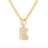 Cubic Zirconia Letters Pendant Iced Out Rock Candy Style Initial Charms Necklace - Afro Fashion Hive