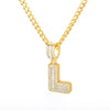 Cubic Zirconia Letters Pendant Iced Out Rock Candy Style Initial Charms Necklace - Afro Fashion Hive