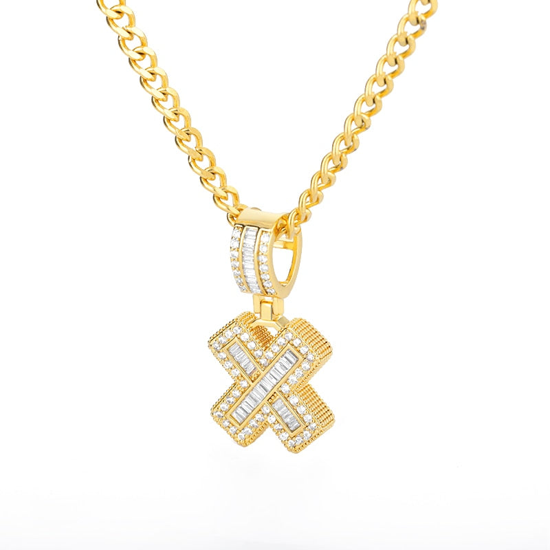 Cubic Zirconia Letters Pendant Iced Out Rock Candy Style Initial Charms Necklace - Afro Fashion Hive