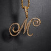 Cursive Letters Name Pendant & Iced Out Cubic Zircon Gold Silver Color Necklace - Afro Fashion Hive