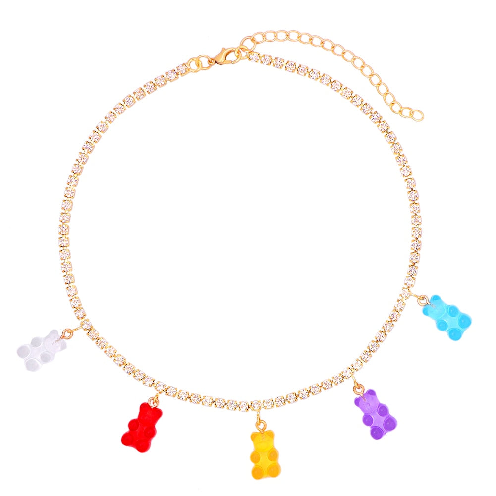 Multicolor Gummy Bear Luxury Crystal Butterfly Pendant Necklace For Women - Afro Fashion Hive