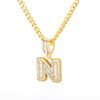 Cubic Zirconia Letters Pendant Iced Out Rock Candy Style Initial Charms Necklace - Afro Fashion Hive